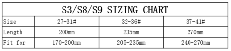 Flying Eagle S3 S8 S9 Sizing Chart