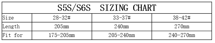 S5 - S6 sizing chart